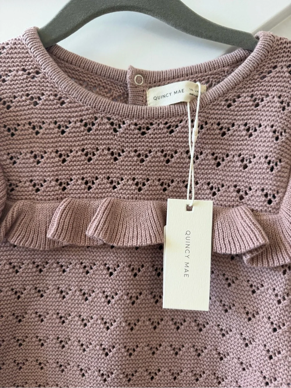 Quincy Mae Knit Baby Romper in Dusty Mauve